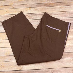 Tafford Large Drawstring Scrub Pants Brown Purple Trim